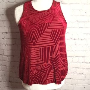 Anthropologie Sunday In Brooklyn Labyrinth Cranberry Sleeveless Blouse Top M